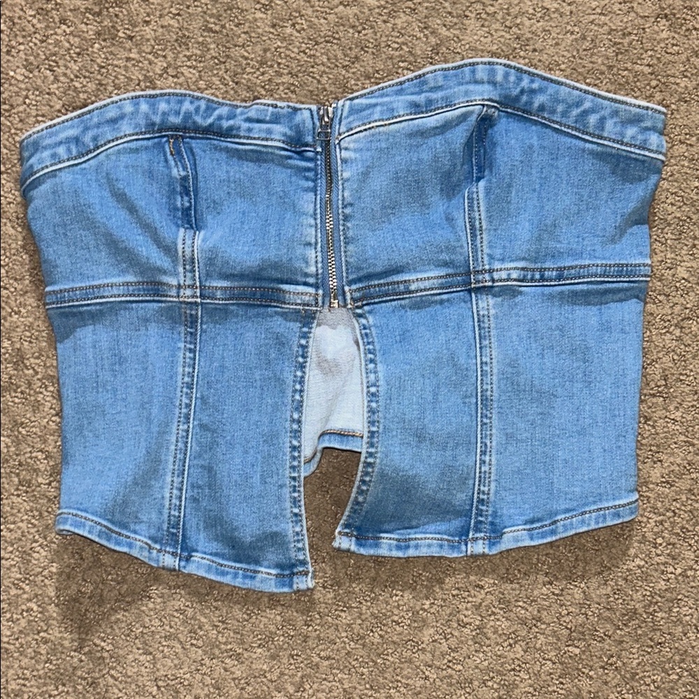 American Eagle Outfitters Blue Denim Corset Top